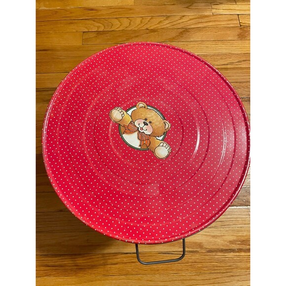 Bertels Can Co Wilkes Barre PA Christmas Bear Popcorn Tin Canister Large Vtg - Picture 5 of 11